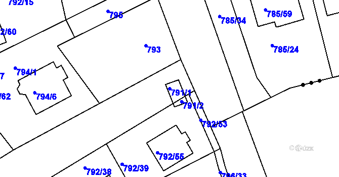 Parcela st. 791/1 v KÚ Lubná u Rakovníka, Katastrální mapa