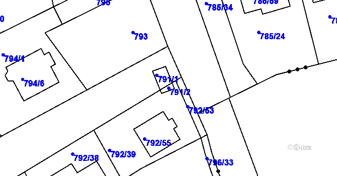 Parcela st. 791/2 v KÚ Lubná u Rakovníka, Katastrální mapa
