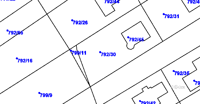 Parcela st. 792/30 v KÚ Lubná u Rakovníka, Katastrální mapa