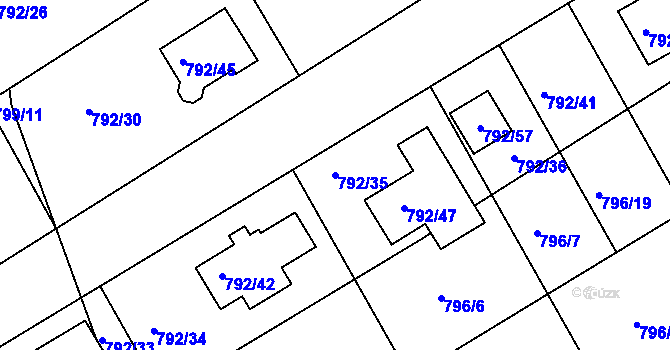 Parcela st. 792/35 v KÚ Lubná u Rakovníka, Katastrální mapa