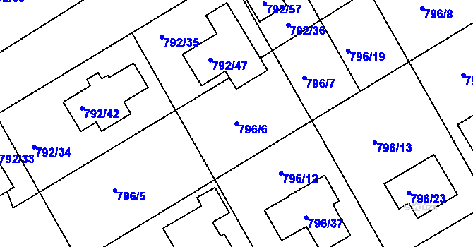 Parcela st. 796/6 v KÚ Lubná u Rakovníka, Katastrální mapa