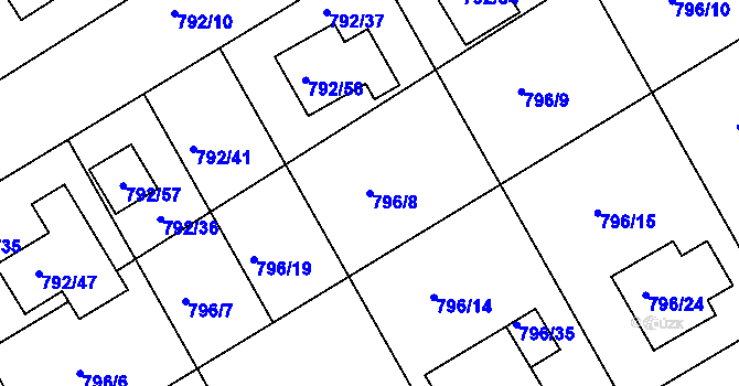 Parcela st. 796/8 v KÚ Lubná u Rakovníka, Katastrální mapa