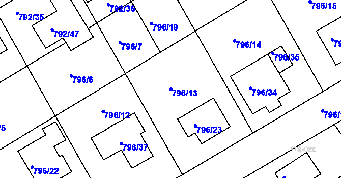 Parcela st. 796/13 v KÚ Lubná u Rakovníka, Katastrální mapa