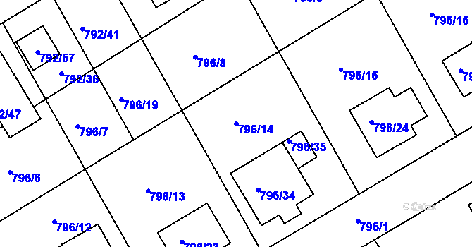 Parcela st. 796/14 v KÚ Lubná u Rakovníka, Katastrální mapa