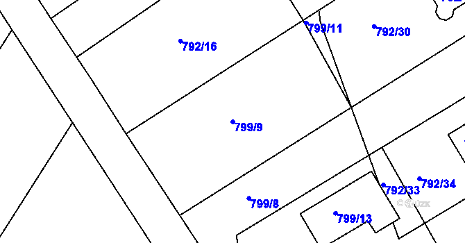 Parcela st. 799/9 v KÚ Lubná u Rakovníka, Katastrální mapa