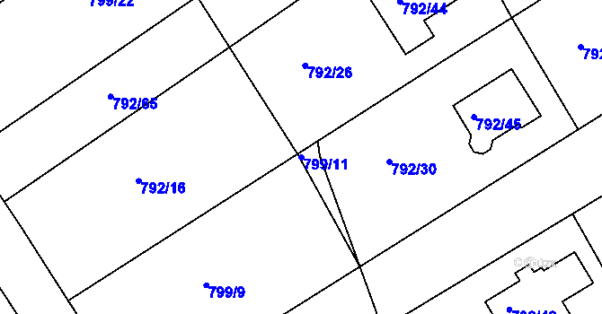 Parcela st. 799/11 v KÚ Lubná u Rakovníka, Katastrální mapa