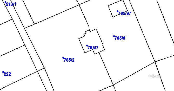 Parcela st. 785/7 v KÚ Lubná u Rakovníka, Katastrální mapa