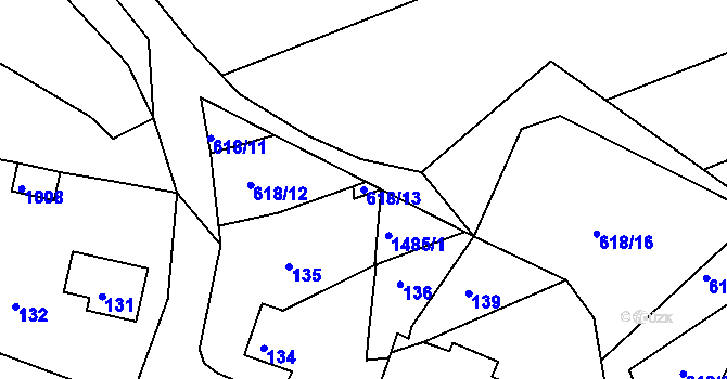 Parcela st. 618/13 v KÚ Lubná u Rakovníka, Katastrální mapa