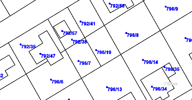 Parcela st. 796/19 v KÚ Lubná u Rakovníka, Katastrální mapa