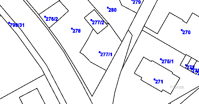 Parcela st. 277/1 v KÚ Lubná u Rakovníka, Katastrální mapa
