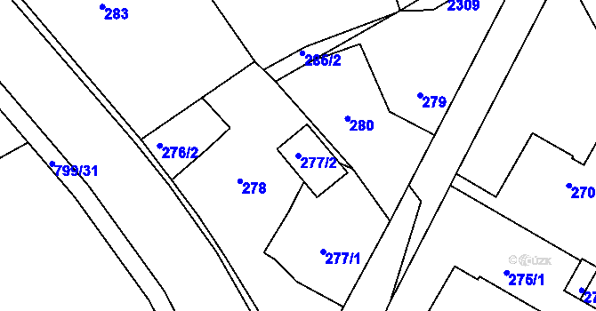 Parcela st. 277/2 v KÚ Lubná u Rakovníka, Katastrální mapa