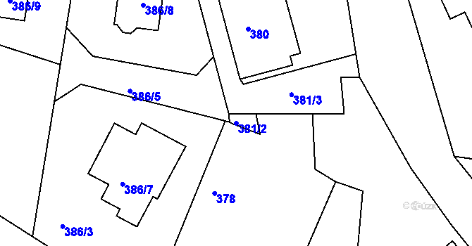 Parcela st. 381/2 v KÚ Lubná u Rakovníka, Katastrální mapa