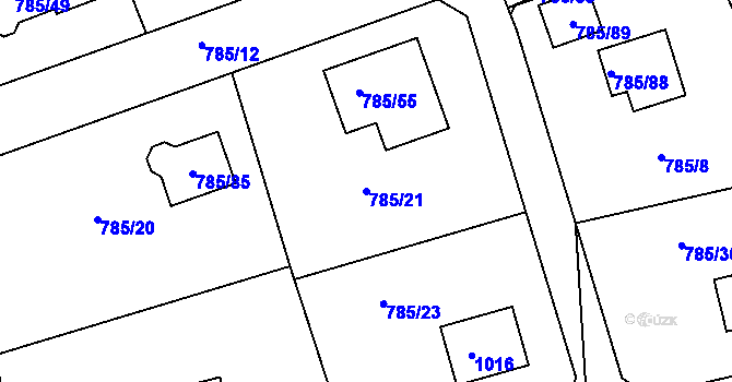 Parcela st. 785/21 v KÚ Lubná u Rakovníka, Katastrální mapa