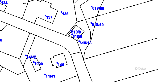 Parcela st. 618/18 v KÚ Lubná u Rakovníka, Katastrální mapa