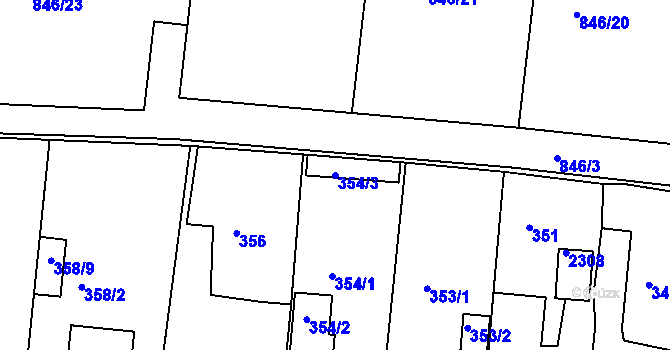 Parcela st. 354/3 v KÚ Lubná u Rakovníka, Katastrální mapa
