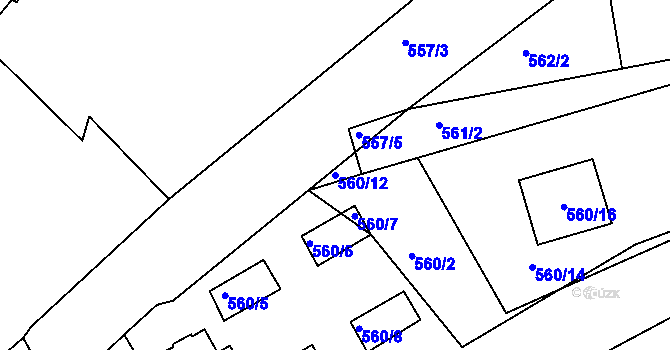 Parcela st. 560/12 v KÚ Lubná u Rakovníka, Katastrální mapa