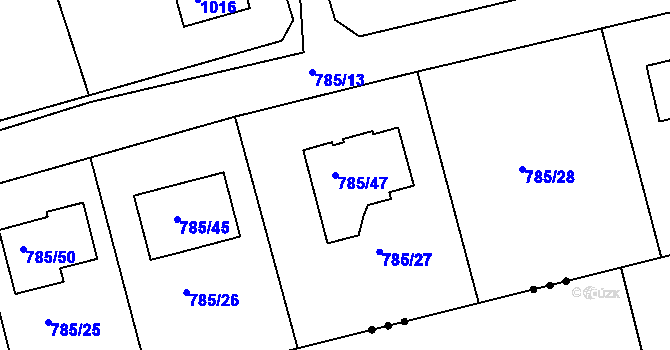 Parcela st. 785/47 v KÚ Lubná u Rakovníka, Katastrální mapa