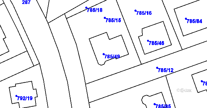 Parcela st. 785/49 v KÚ Lubná u Rakovníka, Katastrální mapa