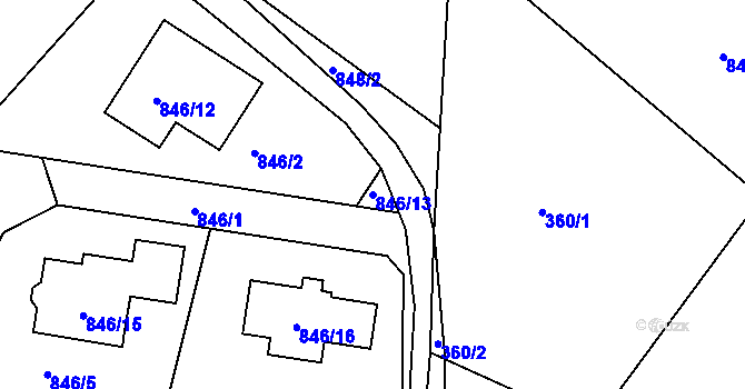 Parcela st. 846/13 v KÚ Lubná u Rakovníka, Katastrální mapa