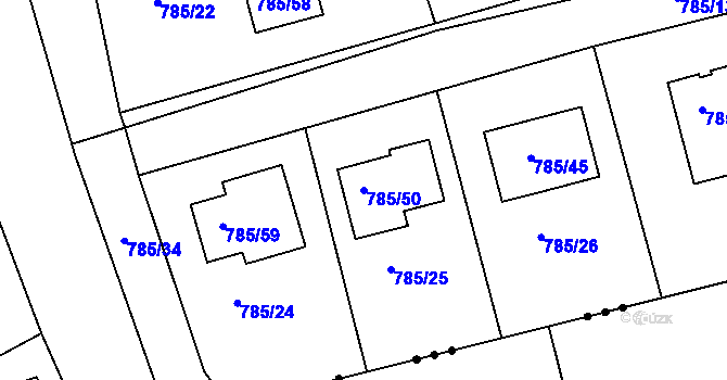 Parcela st. 785/50 v KÚ Lubná u Rakovníka, Katastrální mapa