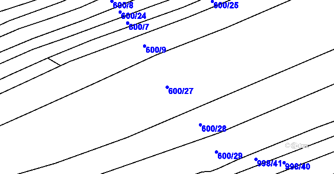 Parcela st. 600/27 v KÚ Lubná u Rakovníka, Katastrální mapa