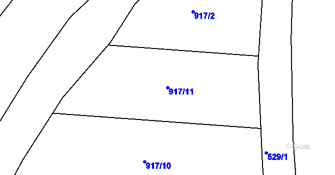 Parcela st. 917/11 v KÚ Lubná u Rakovníka, Katastrální mapa