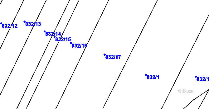 Parcela st. 832/17 v KÚ Lubná u Rakovníka, Katastrální mapa