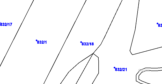 Parcela st. 832/18 v KÚ Lubná u Rakovníka, Katastrální mapa