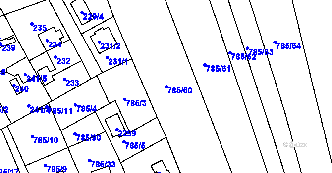 Parcela st. 785/60 v KÚ Lubná u Rakovníka, Katastrální mapa