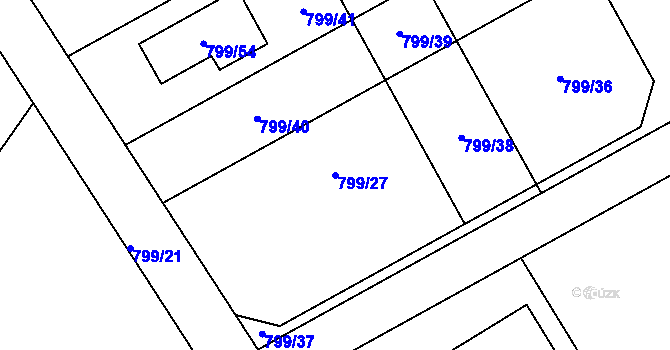 Parcela st. 799/27 v KÚ Lubná u Rakovníka, Katastrální mapa
