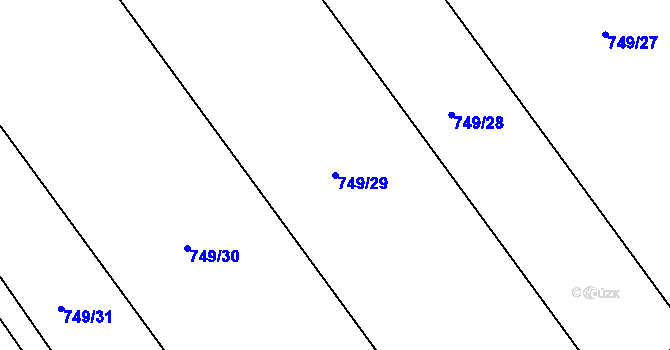 Parcela st. 749/29 v KÚ Lubná u Rakovníka, Katastrální mapa