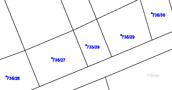 Parcela st. 735/28 v KÚ Lubná u Rakovníka, Katastrální mapa