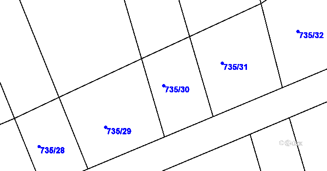 Parcela st. 735/30 v KÚ Lubná u Rakovníka, Katastrální mapa