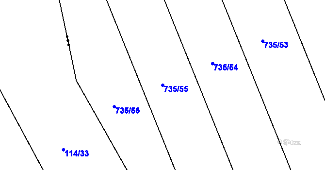 Parcela st. 735/55 v KÚ Lubná u Rakovníka, Katastrální mapa