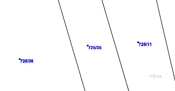 Parcela st. 725/35 v KÚ Lubná u Rakovníka, Katastrální mapa