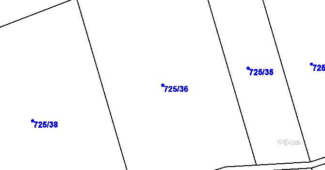 Parcela st. 725/36 v KÚ Lubná u Rakovníka, Katastrální mapa