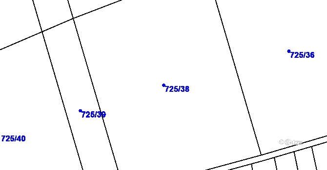 Parcela st. 725/38 v KÚ Lubná u Rakovníka, Katastrální mapa