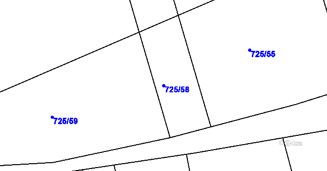Parcela st. 725/58 v KÚ Lubná u Rakovníka, Katastrální mapa