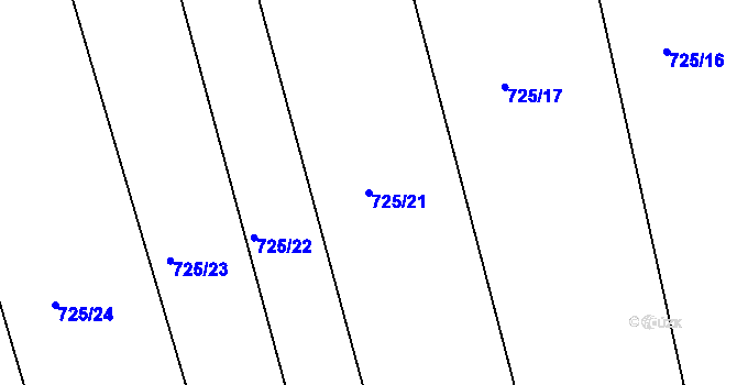 Parcela st. 725/21 v KÚ Lubná u Rakovníka, Katastrální mapa