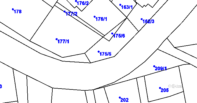 Parcela st. 175/5 v KÚ Lubná u Rakovníka, Katastrální mapa