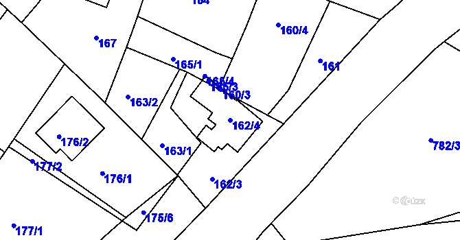Parcela st. 162/4 v KÚ Lubná u Rakovníka, Katastrální mapa