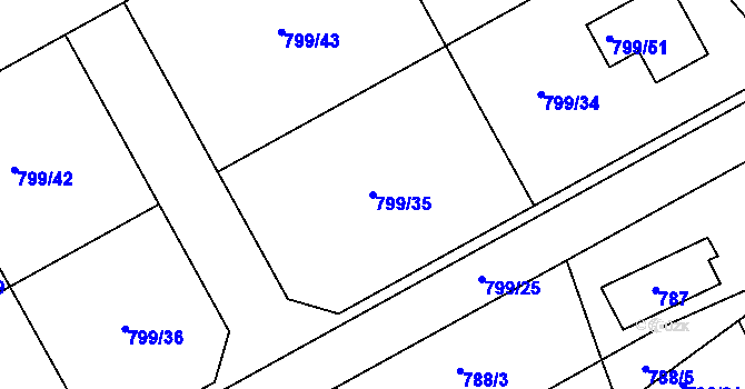 Parcela st. 799/35 v KÚ Lubná u Rakovníka, Katastrální mapa