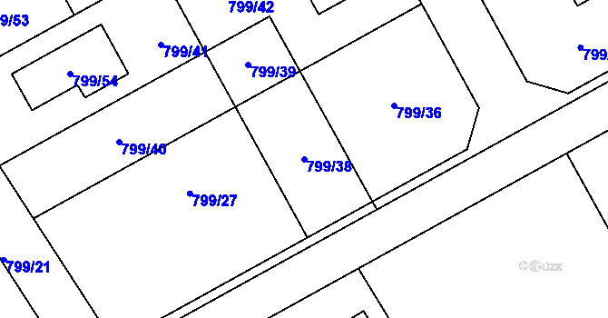 Parcela st. 799/38 v KÚ Lubná u Rakovníka, Katastrální mapa