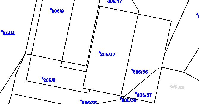 Parcela st. 806/32 v KÚ Lubná u Rakovníka, Katastrální mapa
