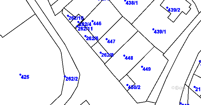 Parcela st. 262/8 v KÚ Lubná u Rakovníka, Katastrální mapa