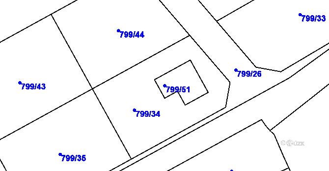 Parcela st. 799/51 v KÚ Lubná u Rakovníka, Katastrální mapa