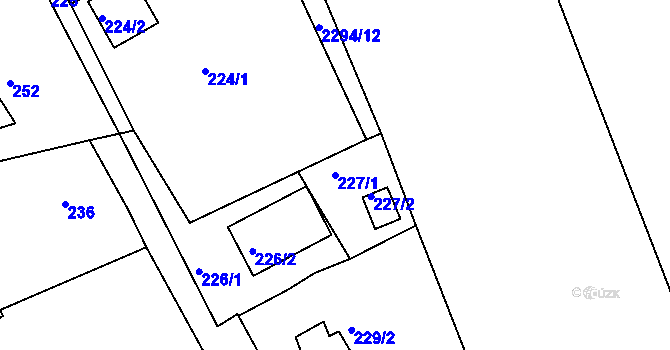 Parcela st. 227/1 v KÚ Lubná u Rakovníka, Katastrální mapa