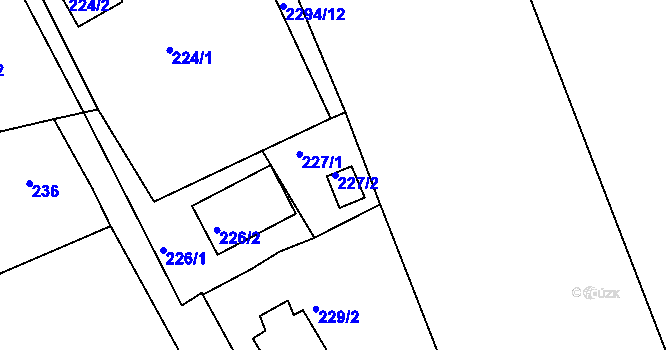 Parcela st. 227/2 v KÚ Lubná u Rakovníka, Katastrální mapa