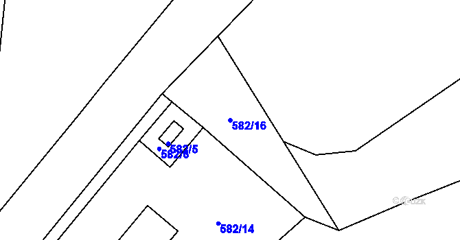 Parcela st. 582/16 v KÚ Lubná u Rakovníka, Katastrální mapa