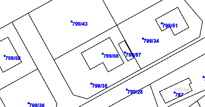Parcela st. 799/56 v KÚ Lubná u Rakovníka, Katastrální mapa